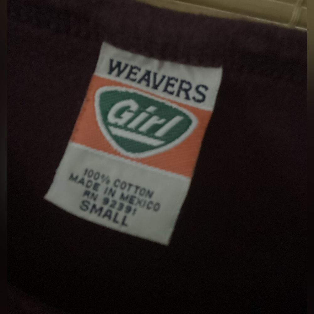 Vintage Y2K Weavers Girl Cropped Long Sleeve Tee Sz S EUC purple - Picture 9 of 10